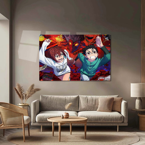 Anime Metal Poster | DanDaDan – Momo Ayase & Okarun Metal Poster | Supernatural Anime Wall Frame 07