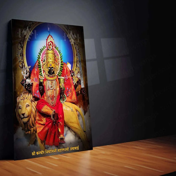 Devi Ambabai Metal Poster – Divine Goddess Mahalakshmi Wall Art | Spiritual Hindu Decor - TURTLEWINGS 