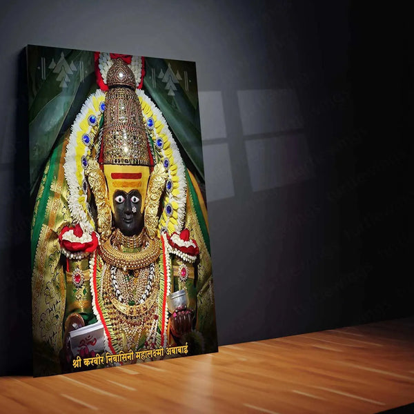 Devi Ambabai Metal Poster – Divine Goddess Mahalakshmi Wall Art | Spiritual Hindu Decor 2 - TURTLEWINGS 