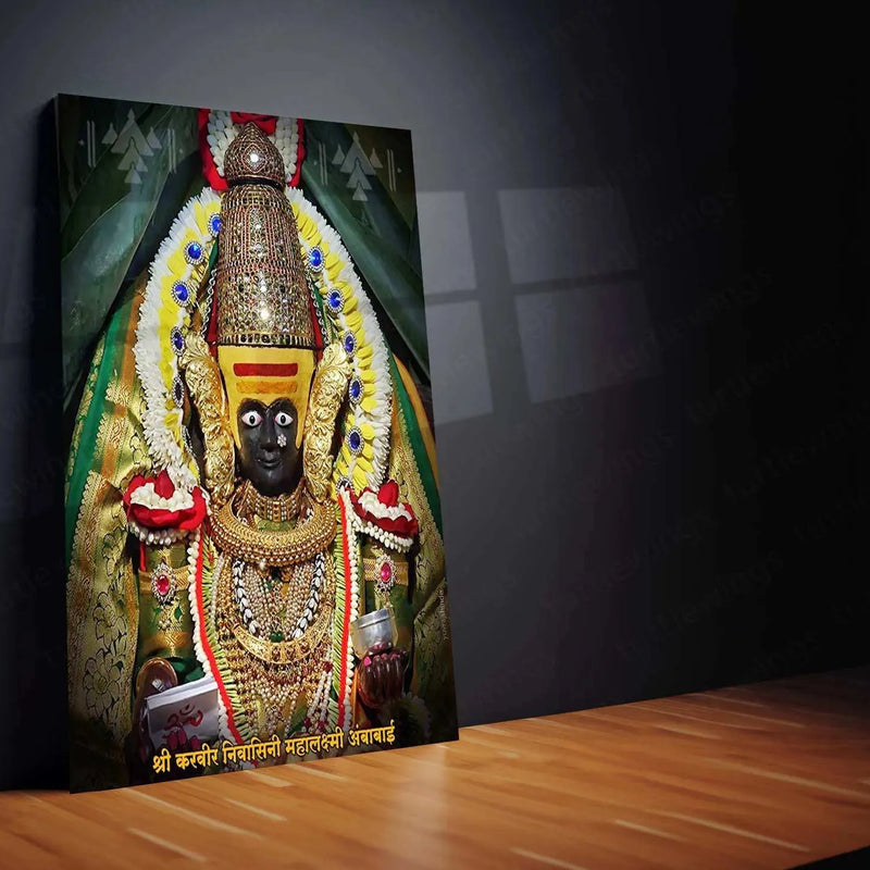Devi Ambabai Metal Poster – Divine Goddess Mahalakshmi Wall Art | Spiritual Hindu Decor 2 - TURTLEWINGS 