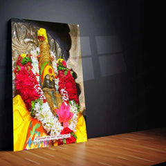 Devi Tulja Bhavani Metal Poster – Divine Warrior Goddess Wall Art | Hindu Spiritual Decor - TURTLEWINGS 