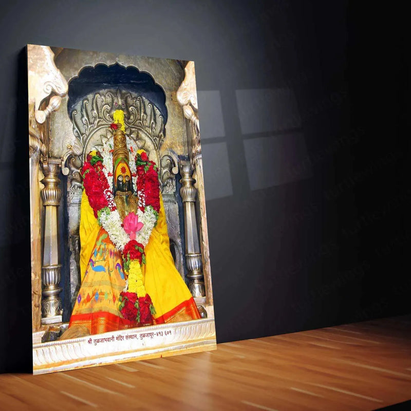 Devi Tulja Bhavani Metal Poster – Divine Warrior Goddess Wall Art | Hindu Spiritual Decor 2 - TURTLEWINGS 