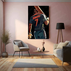 MS Dhoni 07 Metal Poster – Captain Cool Wall Art - TURTLEWINGS 