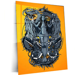 Dragon Engine Metal Poster | Futuristic Myth Fusion Wall Art | Cyberpunk Fantasy Decor - TURTLEWINGS 