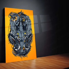 Dragon Engine Metal Poster | Futuristic Myth Fusion Wall Art | Cyberpunk Fantasy Decor - TURTLEWINGS 
