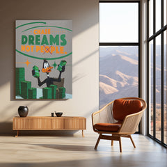 Daffy Duck – “Chase Dreams, Not People” Metal Poster | Funny Yet Fierce Motivational Wall Art