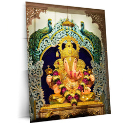 Dagdusheth Ganpati 2026 Metal Poster | Shrimant Dagdusheth Halwai Ganpati Wall Art | Lord Ganesha Devotional Metal Print