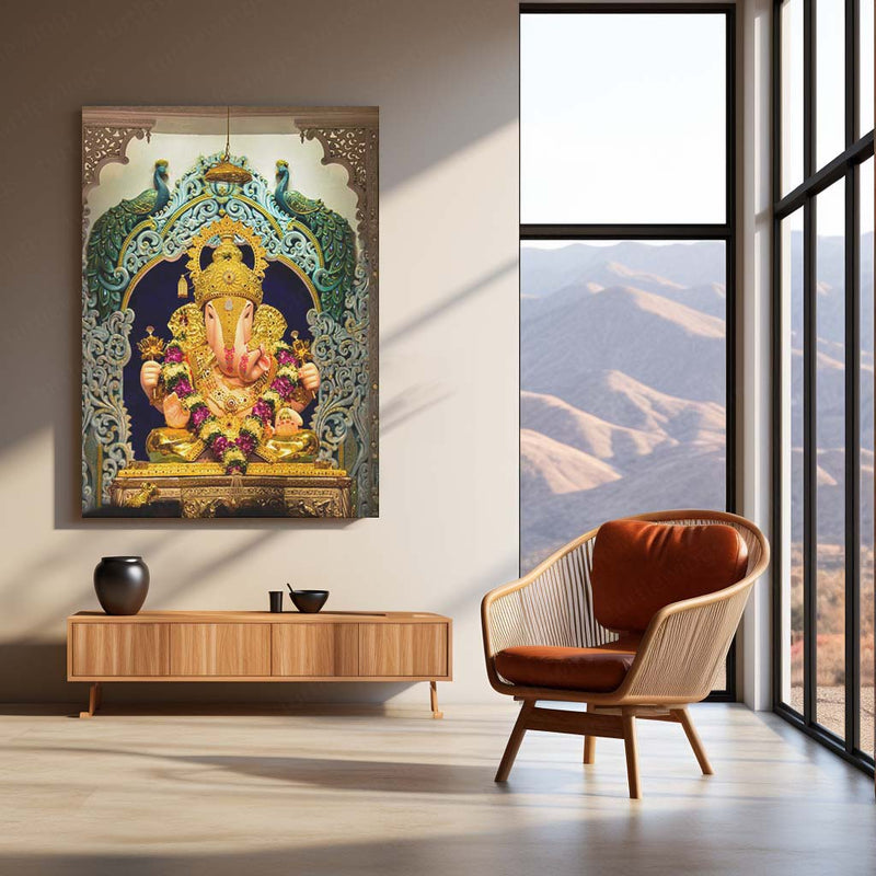 Dagdusheth Ganpati 2026 Metal Poster | Shrimant Dagdusheth Halwai Ganpati Wall Art | Lord Ganesha Devotional Metal Print