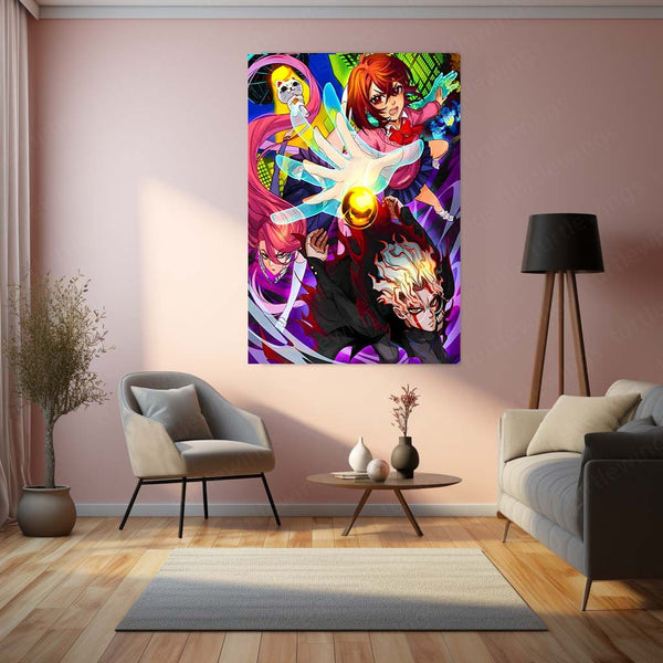 Anime Metal Poster | DanDaDan – Momo Ayase & Okarun Metal Poster | Supernatural Anime Wall Frame 01