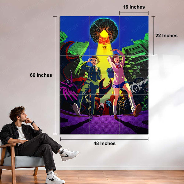 Anime Metal Poster Set of 9 | Dandadan | Momo Ayase & Okarun | Anime 9 Panel Wall Art | Paranormal Sci-Fi Manga Metal Print