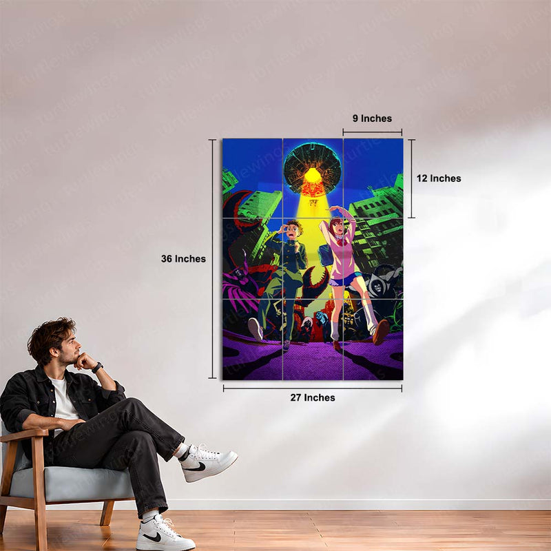 Anime Metal Poster Set of 9 | Dandadan | Momo Ayase & Okarun | Anime 9 Panel Wall Art | Paranormal Sci-Fi Manga Metal Print