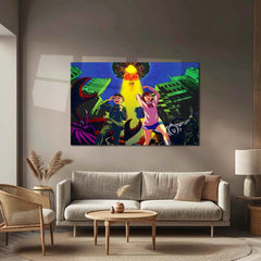Anime Metal Poster | Dandadan – Alien Invasion Metal Poster | Sci-Fi Supernatural Anime Wall Frame