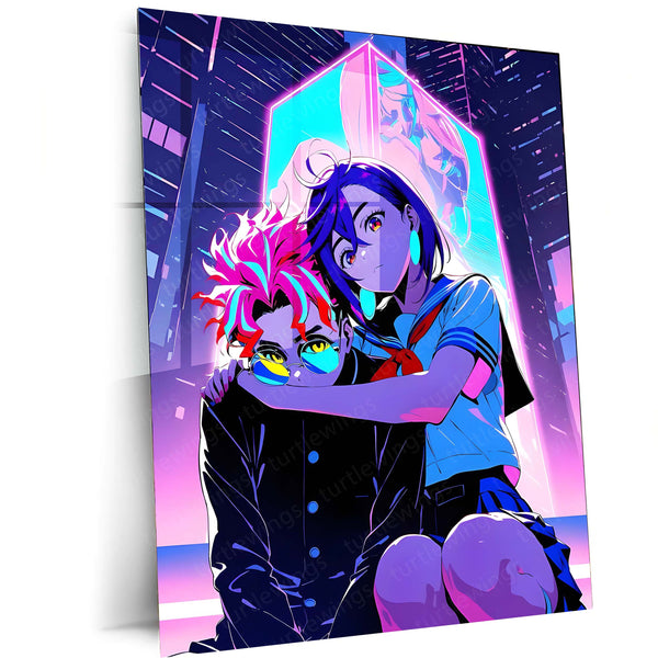 Anime Metal Poster | DanDaDan – Momo Ayase & Okarun Metal Poster | Supernatural Anime Wall Frame 09