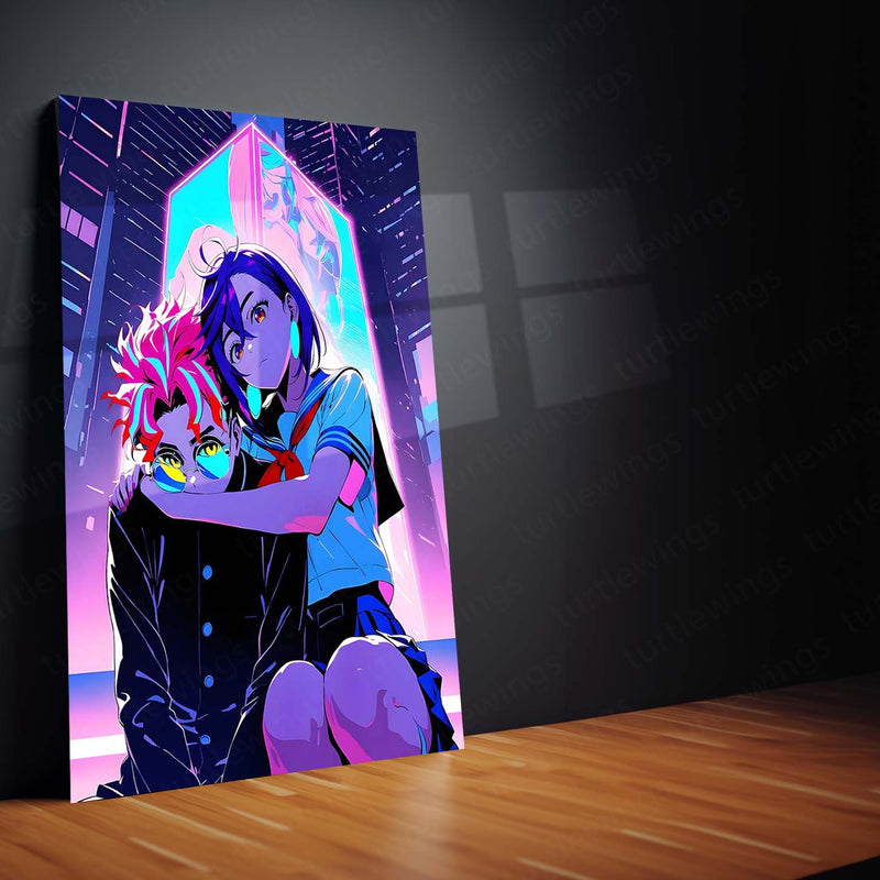 Anime Metal Poster | DanDaDan – Momo Ayase & Okarun Metal Poster | Supernatural Anime Wall Frame 09