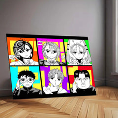 Anime Metal Poster | Dandadan Six Characters Metal Poster | Pop Anime Wall Art