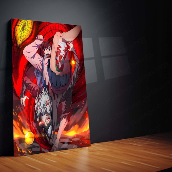 Anime Metal Poster | DanDaDan – Momo Ayase & Okarun Metal Poster | Supernatural Anime Wall Frame 04