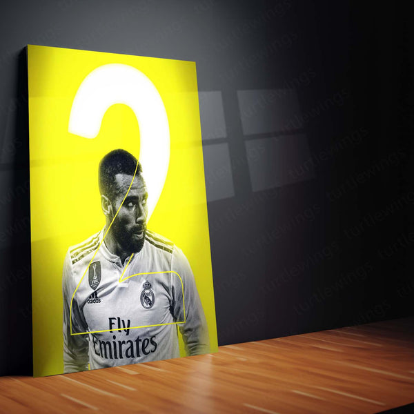 Dani Carvajal Real Madrid Yellow Glow – Metal Frame | Modern Football Wall Art - TURTLEWINGS 