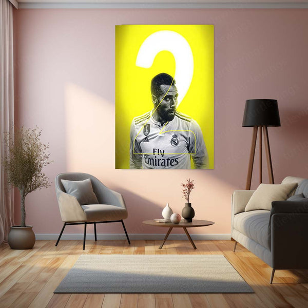 Dani Carvajal Real Madrid Yellow Glow – Metal Frame | Modern Football Wall Art - TURTLEWINGS 