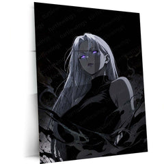 Anime Metal Poster | Dark Aura Anime Girl Monochrome Fantasy Wall Art – main product image