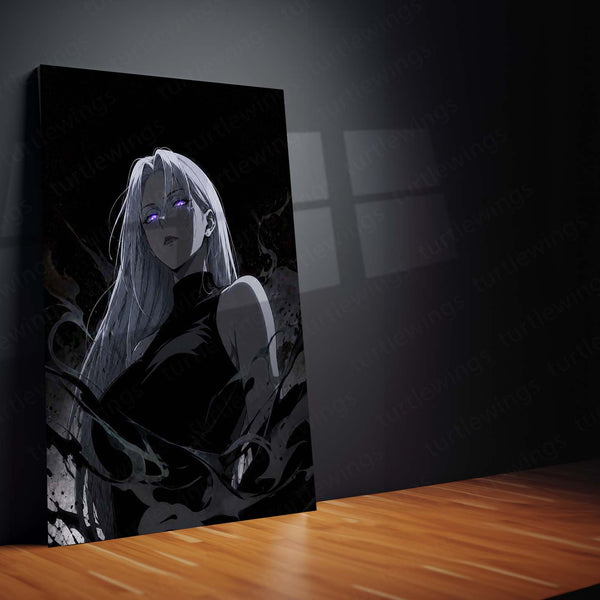 Anime Metal Poster | Dark Aura Anime Girl Monochrome Fantasy Wall Art – product image 2