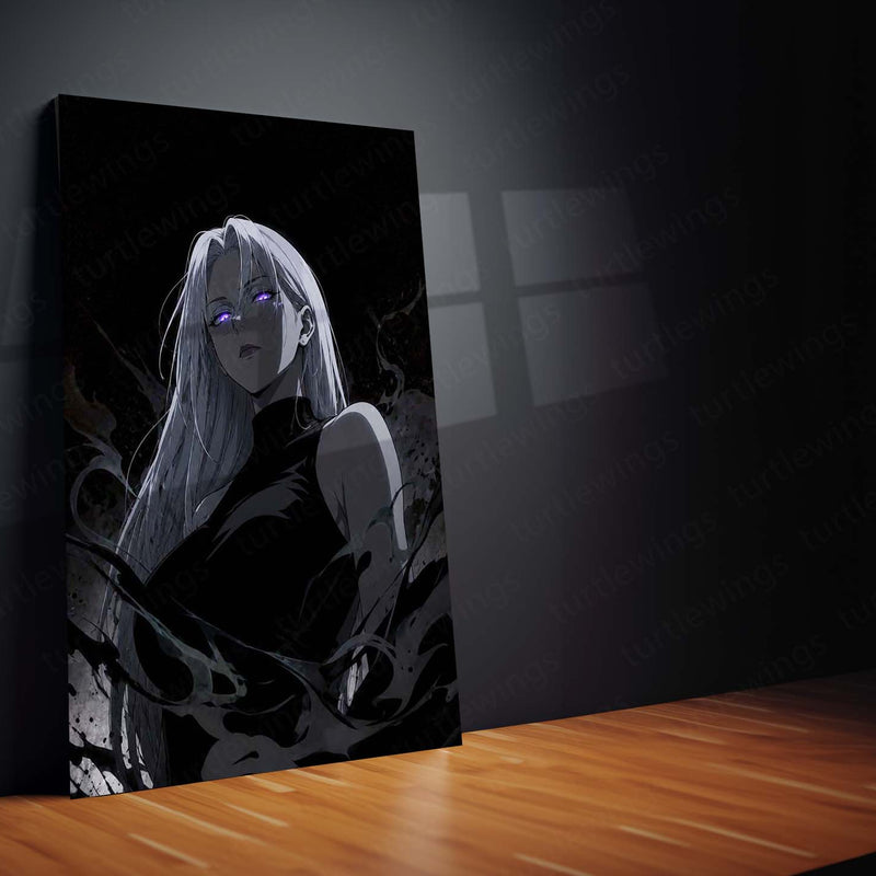 Anime Metal Poster | Dark Aura Anime Girl Monochrome Fantasy Wall Art – product image 2