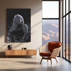 Anime Metal Poster | Dark Aura Anime Girl Monochrome Fantasy Wall Art – product image 3