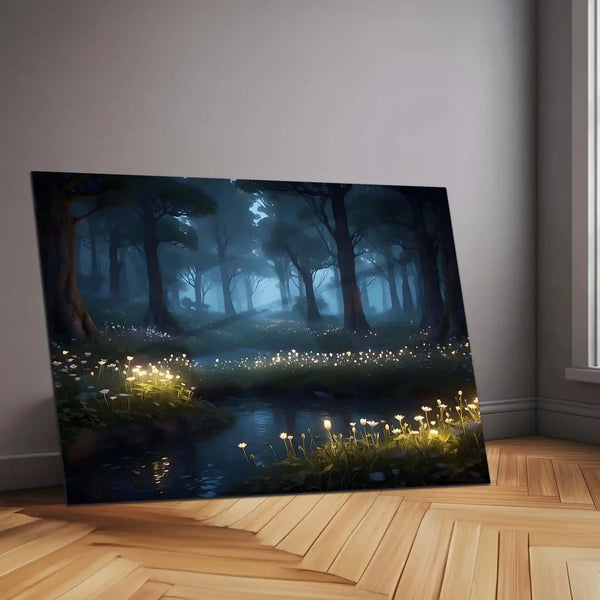 Dark Magical Forest Metal Poster | Enchanted Landscape Wall Art