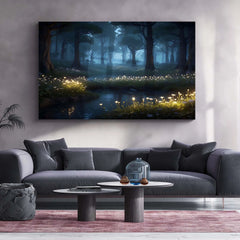 Dark Magical Forest Metal Poster | Enchanted Landscape Wall Art