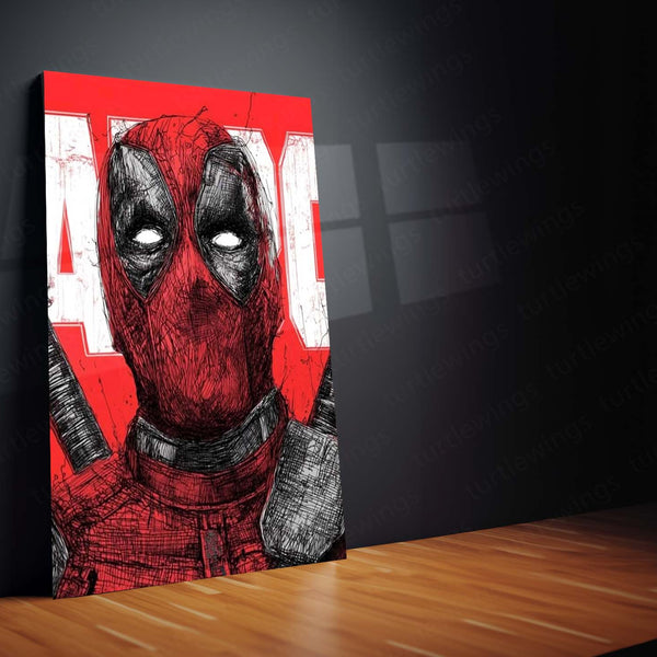 Superhero Metal Poster Set of 3 | Deadpool | Red Comic Style Triptych Wall Art – product image 4