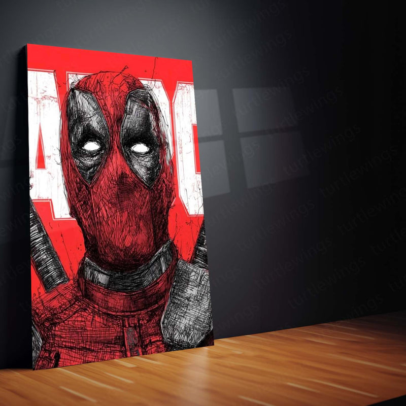 Superhero Metal Poster Set of 3 | Deadpool | Red Comic Style Triptych Wall Art – product image 4