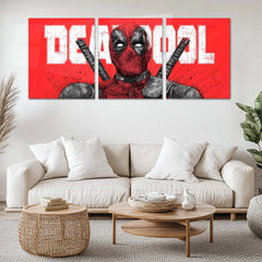 Superhero Metal Poster Set of 3 | Deadpool | Red Comic Style Triptych Wall Art – main product image