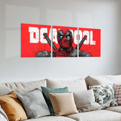 Superhero Metal Poster Set of 3 | Deadpool | Red Comic Style Triptych Wall Art – product image 2