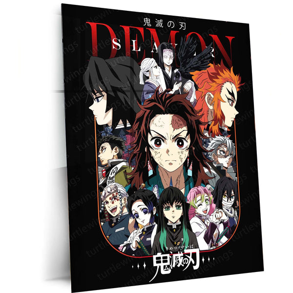 Anime Metal Poster | Demon Slayer – Hashira & Main Characters Collage Metal Poster | Kimetsu no Yaiba Wall Frame