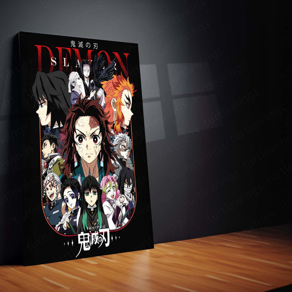 Anime Metal Poster | Demon Slayer – Hashira & Main Characters Collage Metal Poster | Kimetsu no Yaiba Wall Frame