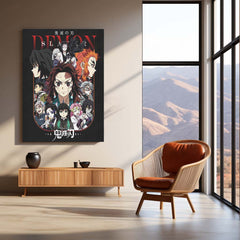 Anime Metal Poster | Demon Slayer – Hashira & Main Characters Collage Metal Poster | Kimetsu no Yaiba Wall Frame