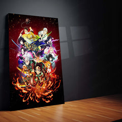 Anime Metal Poster | Demon Slayer – Hashira Flame Burst Metal Poster | Kyojuro Rengoku Wall Frame