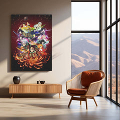 Anime Metal Poster | Demon Slayer – Hashira Flame Burst Metal Poster | Kyojuro Rengoku Wall Frame