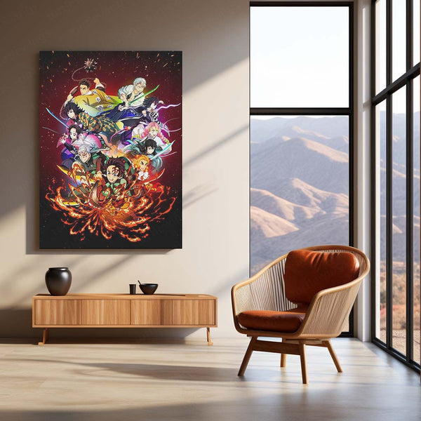 Anime Metal Poster | Demon Slayer – Hashira Flame Burst Metal Poster | Kyojuro Rengoku Wall Frame