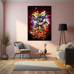 Anime Metal Poster | Demon Slayer – Hashira Flame Burst Metal Poster | Kyojuro Rengoku Wall Frame