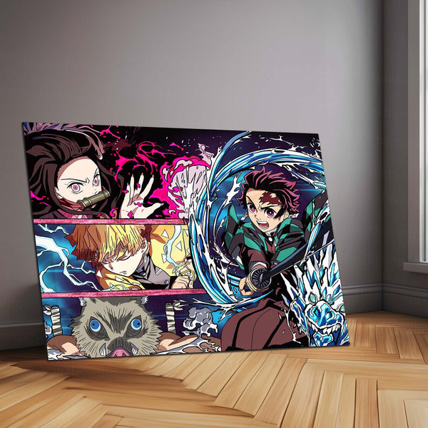 Anime Metal Poster | Demon Slayer Team Metal Poster | Ultimate Anime Warriors Wall Art  Epic Demon Slayer Squad Metal Frame by TurtleWings