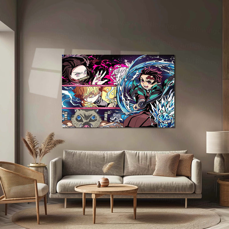 Anime Metal Poster | Demon Slayer Team Metal Poster | Ultimate Anime Warriors Wall Art  Epic Demon Slayer Squad Metal Frame by TurtleWings