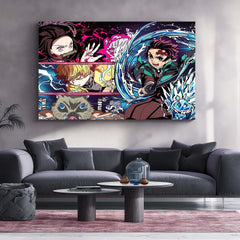 Anime Metal Poster | Demon Slayer Team Metal Poster | Ultimate Anime Warriors Wall Art  Epic Demon Slayer Squad Metal Frame by TurtleWings