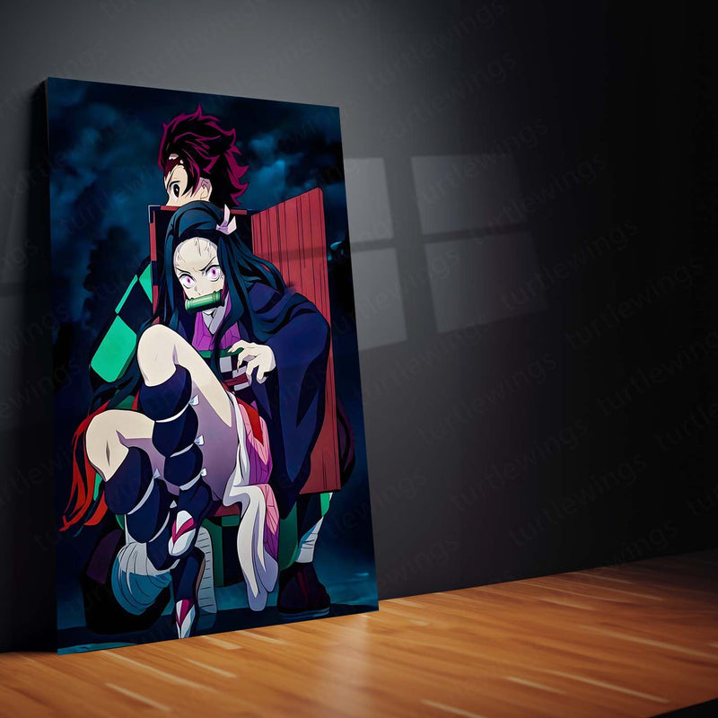 Anime Metal Poster | Demon Slayer – Tanjiro & Nezuko | Siblings of Destiny Metal Frame Poster