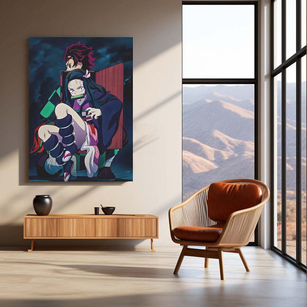 Anime Metal Poster | Demon Slayer – Tanjiro & Nezuko | Siblings of Destiny Metal Frame Poster