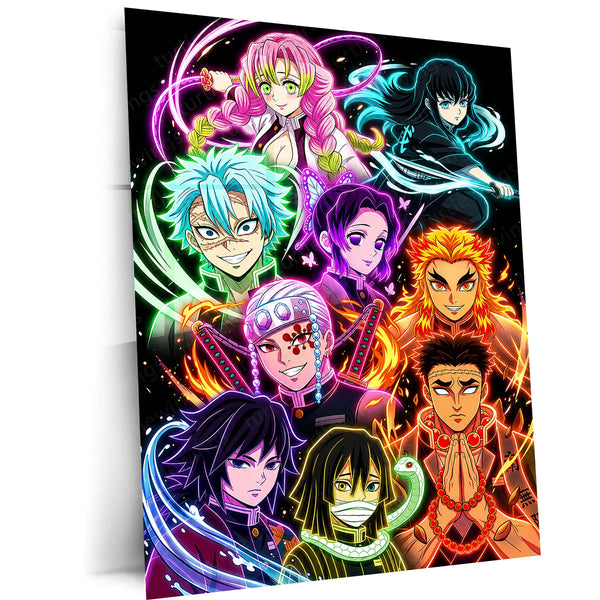 Anime Metal Poster | Demon Slayer Hashira Neon Collection Wall Art