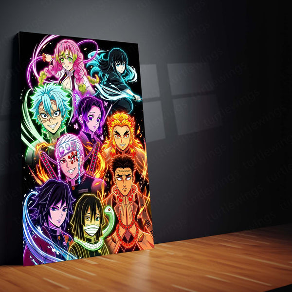 Anime Metal Poster | Demon Slayer Hashira Neon Collection Wall Art