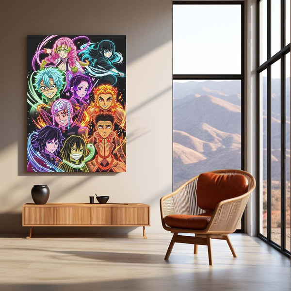 Anime Metal Poster | Demon Slayer Hashira Neon Collection Wall Art