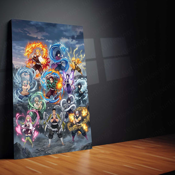 Anime Metal Poster | Demon Slayer Hashira Metal Poster | Demon Slayer Corps Anime Wall Art | Premium Anime Metal Frame