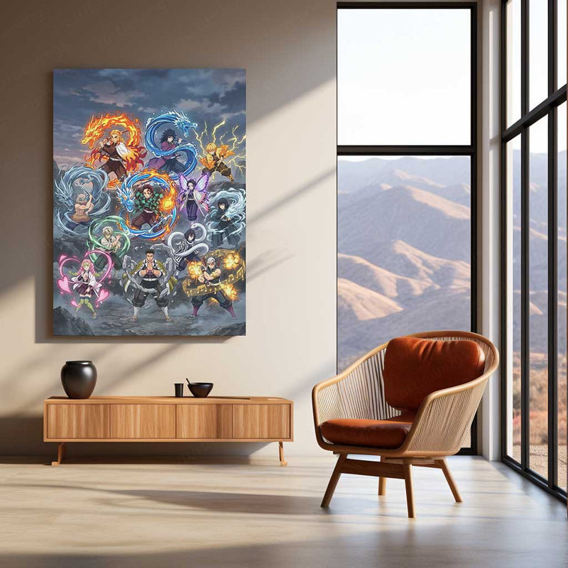 Anime Metal Poster | Demon Slayer Hashira Metal Poster | Demon Slayer Corps Anime Wall Art | Premium Anime Metal Frame