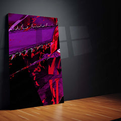 Anime Metal Poster Set of 3 | Denji Chainsaw Man | Chainsaw Man Anime Triptych Wall Art | Red & Purple 3 Panel Metal Print